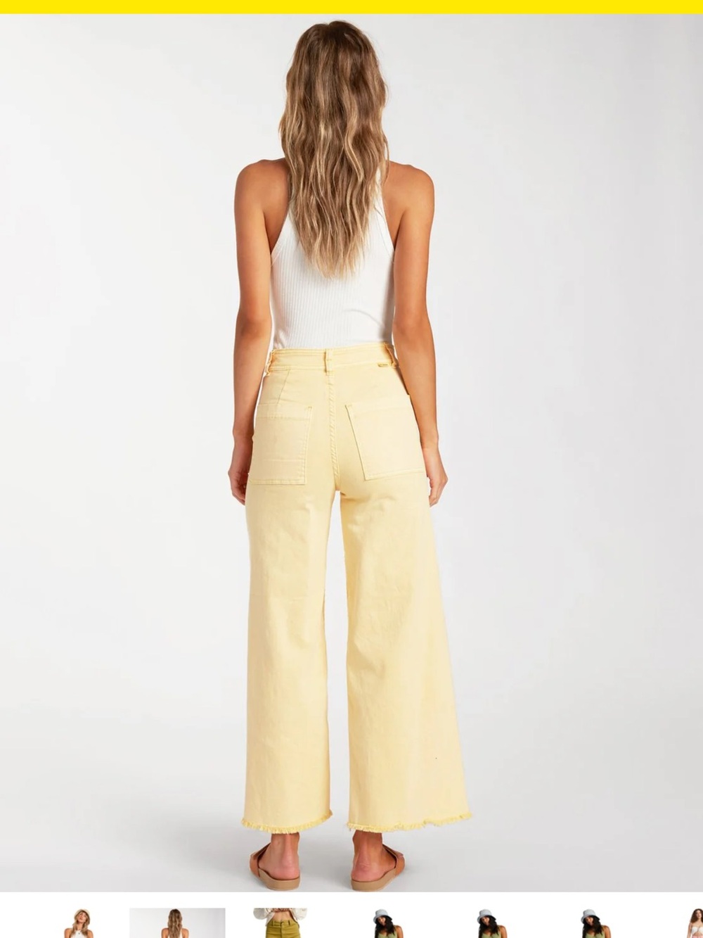 Billabong High-Rise Wide-Leg Jeans in Pale Yellow - Picture 2 of 5